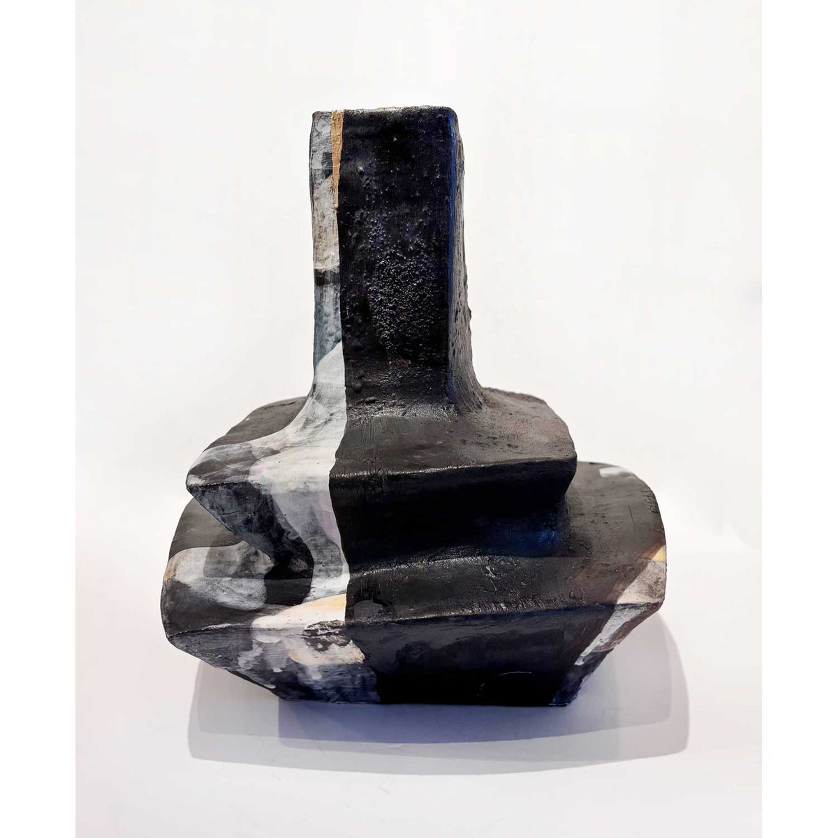 Low Wide Black Vase - Petroff Gallery - Ceramic Art