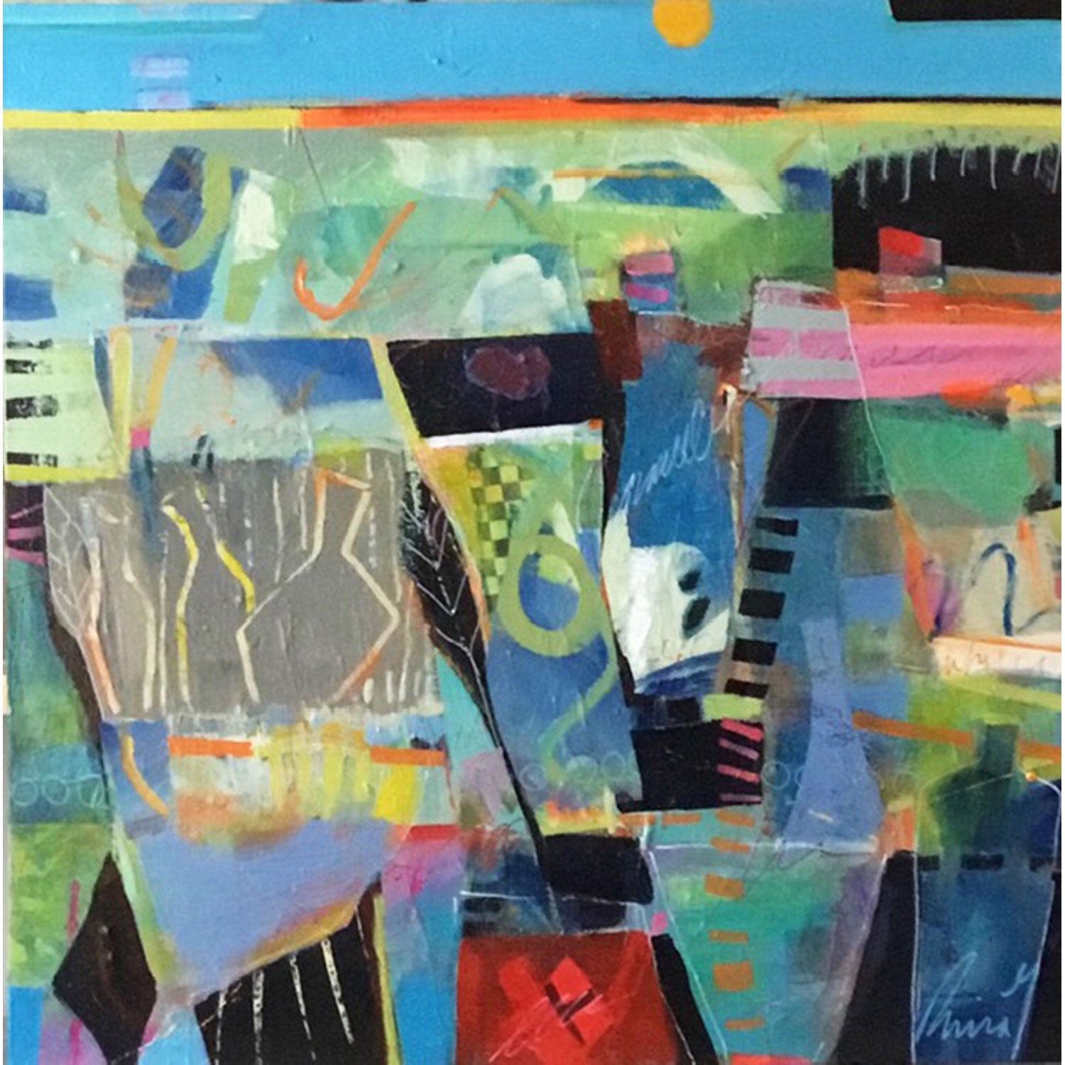 Beneath the Same Blue Sky 3 30" x 30" - Petroff Gallery -  - Rina Gottesman - Beneath the Same Blue Sky 3, 30" x 30"