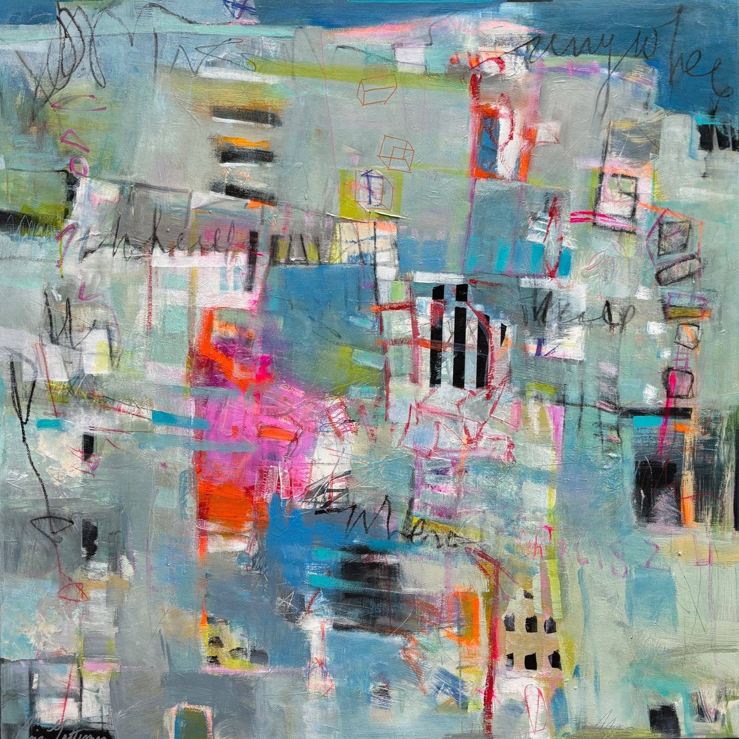 Building Bridges 48" x 48" - Petroff Gallery -  - Rina Gottesman - Building Bridges, 48" x 48"