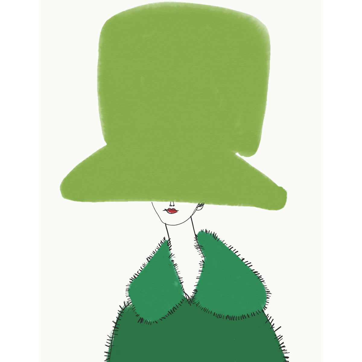 Chapeau Vert et Vert 26" x 22" - Petroff Gallery -  - Annie Naranian - Chapeau Vert et Vert, 26" x 22"