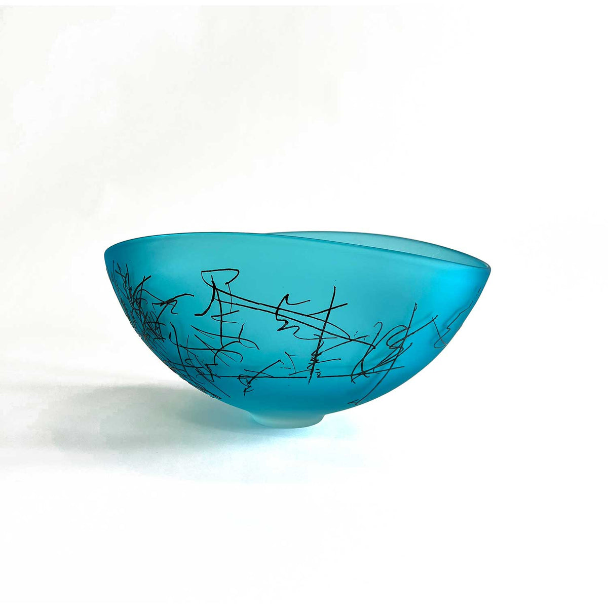 Copper Blue Scribe Bowl - Petroff Gallery -  - Goodman Studio - Copper Blue Scribe Bowl, 7"H x 14.5"W x 10"L