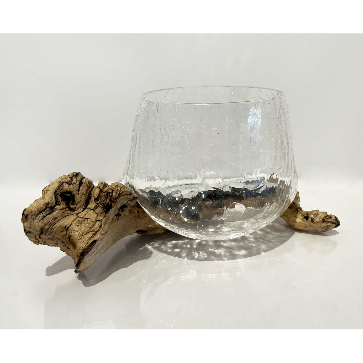 Crackle Glass Driftwood Bowl - Petroff Gallery -  - Michelle Bosveld - Crackle Glass Driftwood Bowl, 4" x 8" x 4"