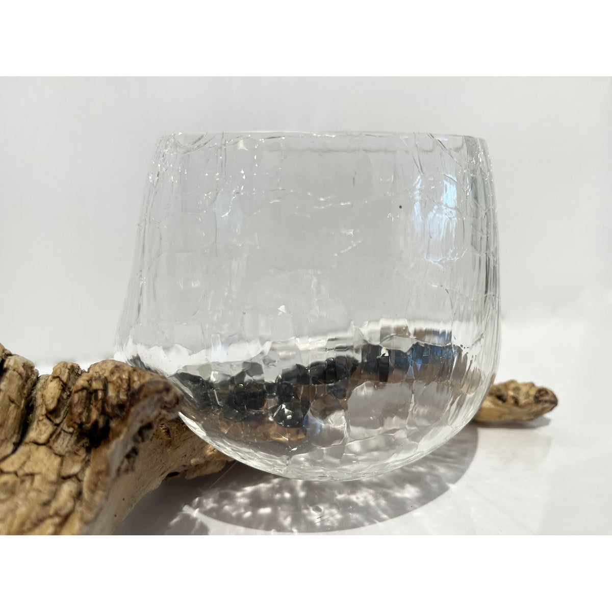 Crackle Glass Driftwood Bowl - Petroff Gallery -  - Michelle Bosveld - Crackle Glass Driftwood Bowl, 4" x 8" x 4"