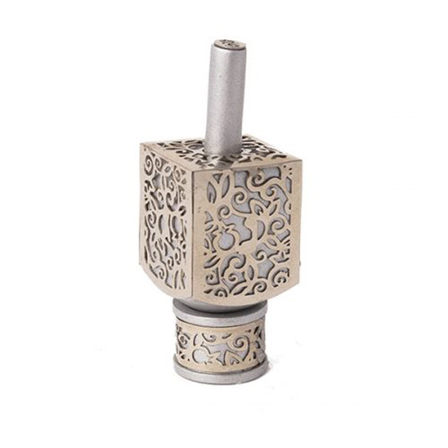 Small Metal Cutout Dreidel Silver - Petroff Gallery - Judaica