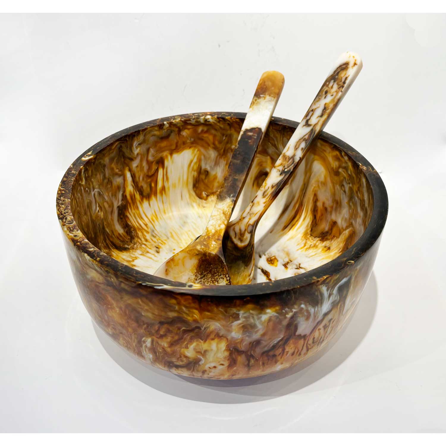 Salad Server & Bowl Set Amber - Petroff Gallery - Tableware