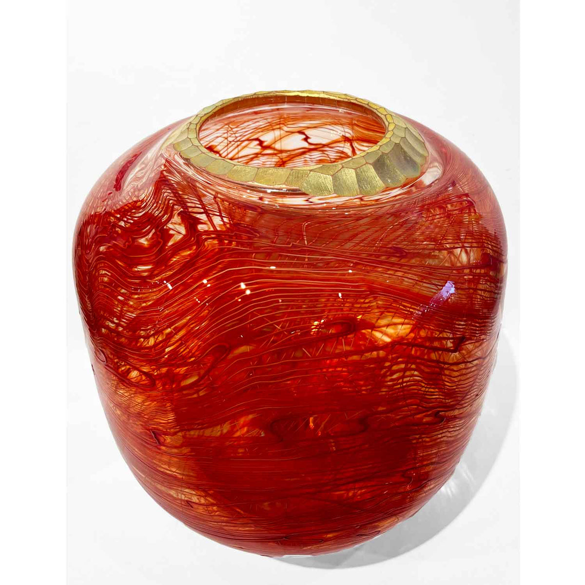 Red Fishing Basket  - Petroff Gallery - Glass Art