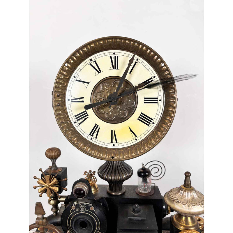 Clock with Wheels 6658 - Petroff Gallery - Mixed Media Art