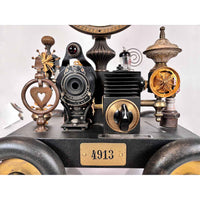 Clock with Wheels 6658 - Petroff Gallery - Mixed Media Art