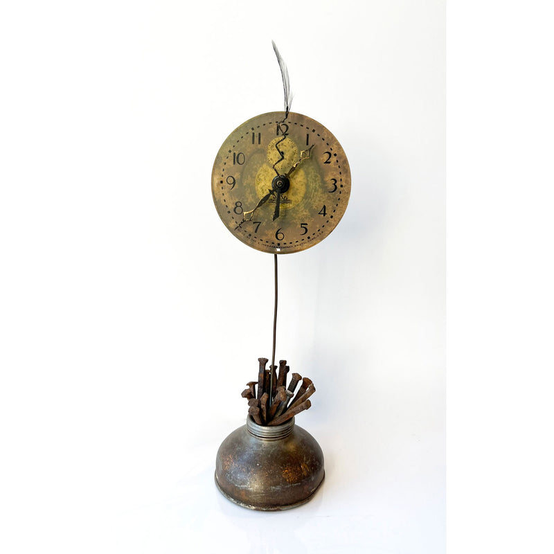 Clock with Nails 6645 - Petroff Gallery - Mixed Media Art