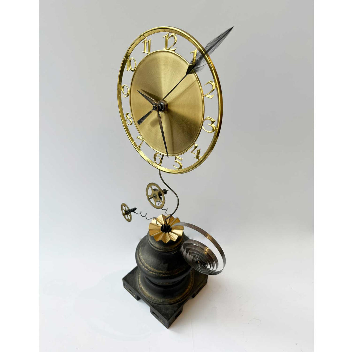 Tall Gold Clock 6639 - Petroff Gallery - Mixed Media Art