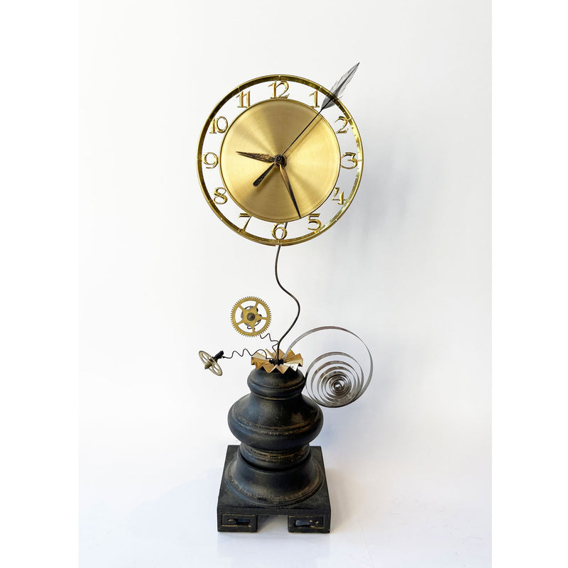 Tall Gold Clock 6639 - Petroff Gallery - Mixed Media Art