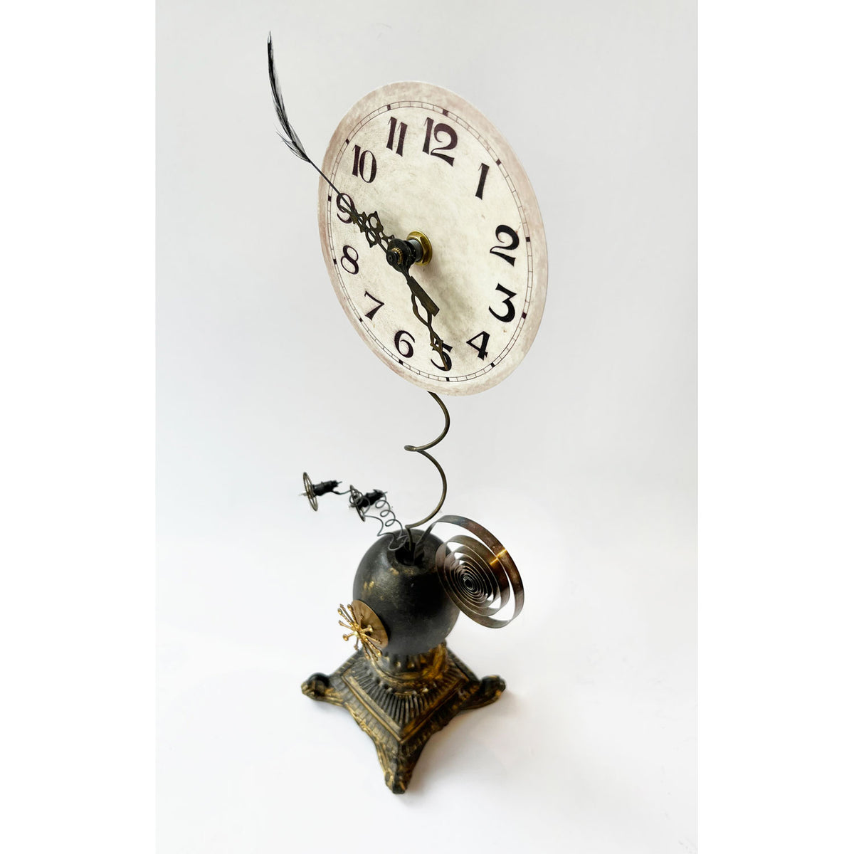 Square Base Clock 6637 - Petroff Gallery - Mixed Media Art