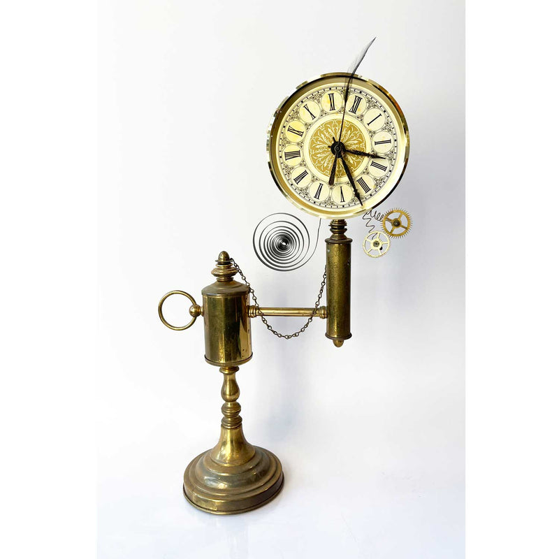 Brass Steampunk Clock 6642 - Petroff Gallery - Mixed Media Art