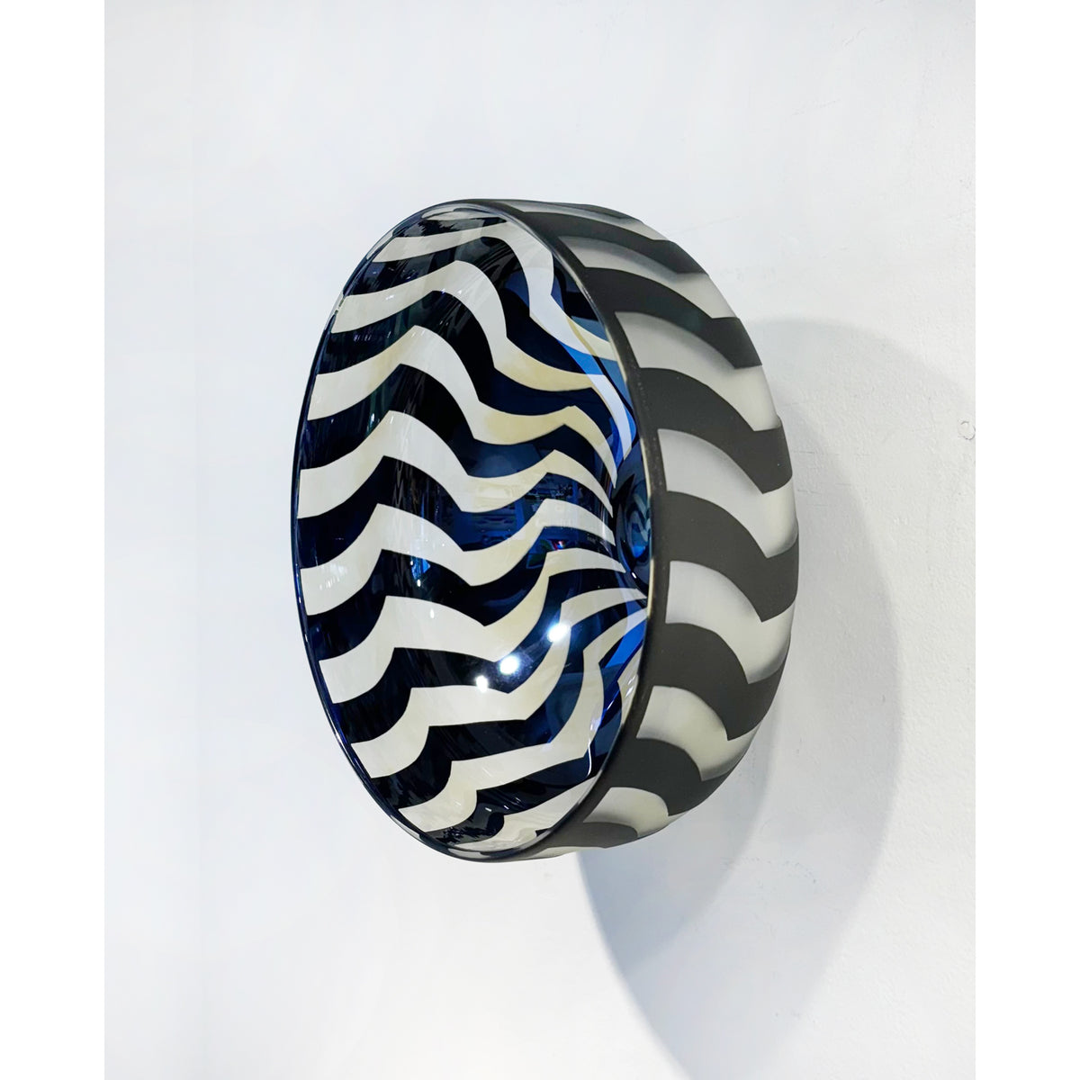 Jared Last - X-Large White/Yellow Wall Mounted Bowl, 5" x 8" x 8"