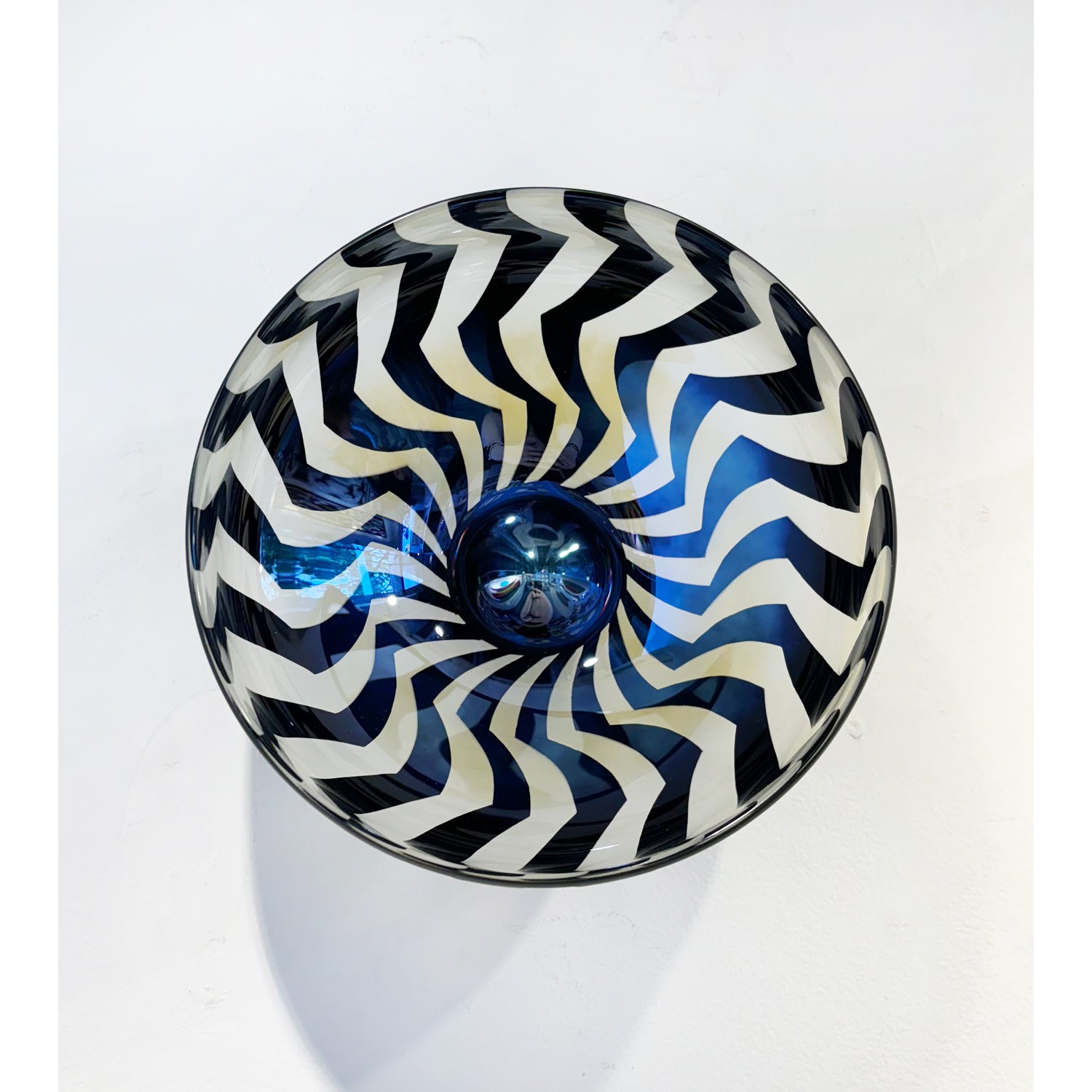 Jared Last - X-Large White/Yellow Wall Mounted Bowl, 5" x 8" x 8"