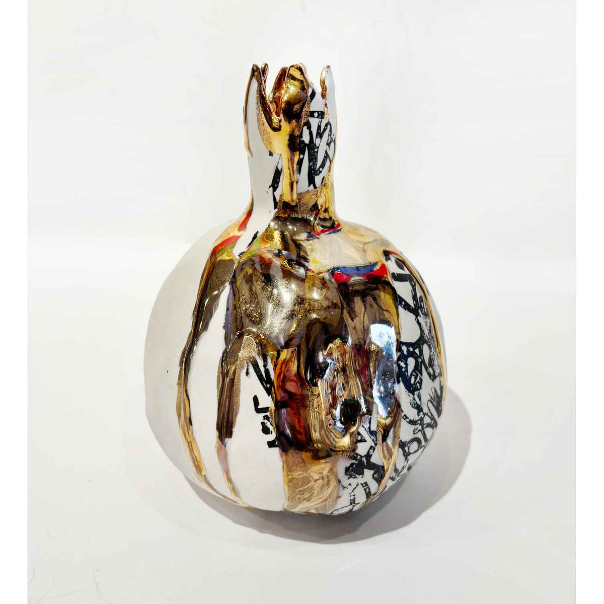 Gold and White Pomegranate - Petroff Gallery - Ceramic Art