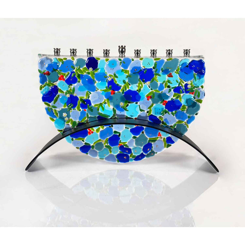 Forget Me Nots Menorah - Petroff Gallery - Judaica