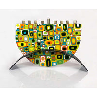 Green Matrix Menorah - Petroff Gallery - Judaica