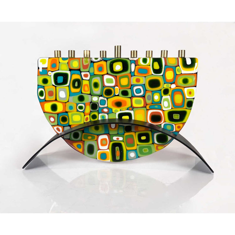 Green Matrix Menorah - Petroff Gallery - Judaica