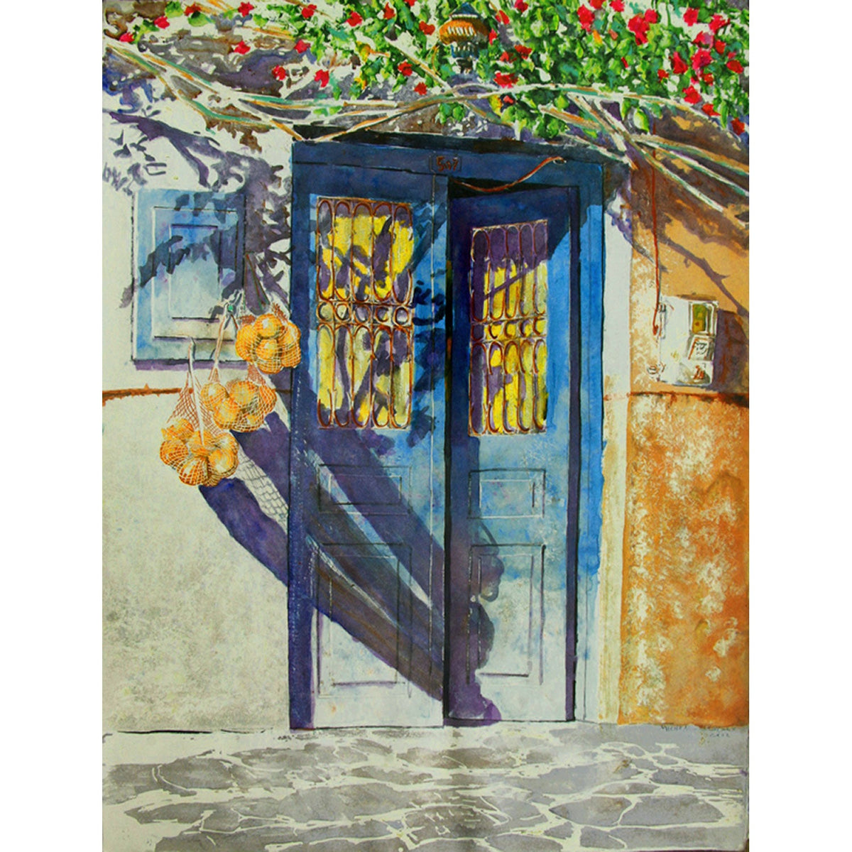 Oranges, Door Paros 30" x 22" - Petroff Gallery -  - Micheal zarowsky - Oranges, Door Paros, 30" x 22"