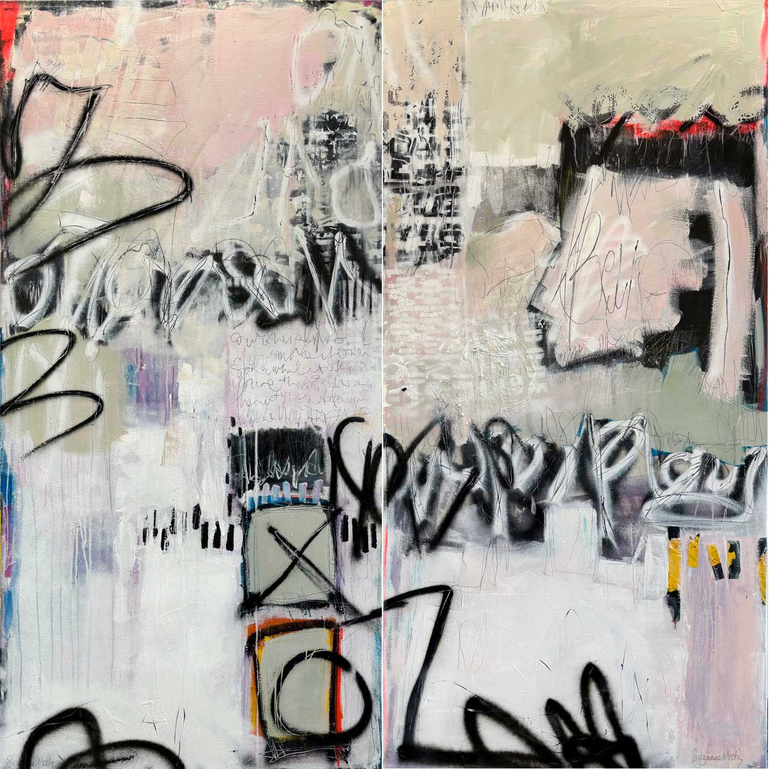 Play With Me 60" x 60" Diptych - Petroff Gallery -  - Suzanne Metz - Play With Me, 60" x 60" Diptych