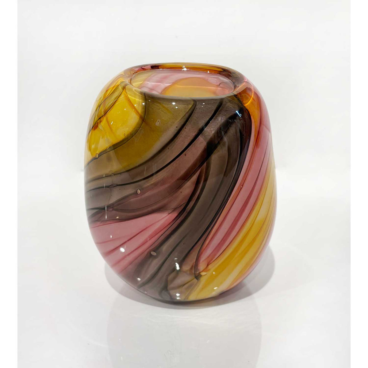 Short Gold, Grey and Pink Vase Ether Series - Petroff Gallery - Glass