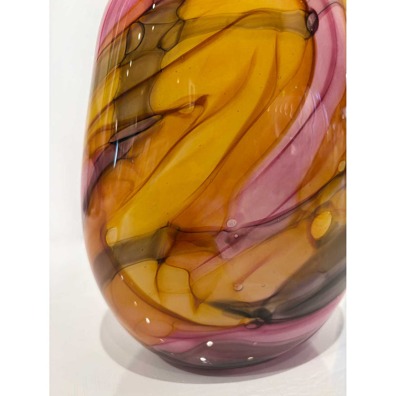 Short Gold, Grey and Pink Vase Ether Series - Petroff Gallery - Glass