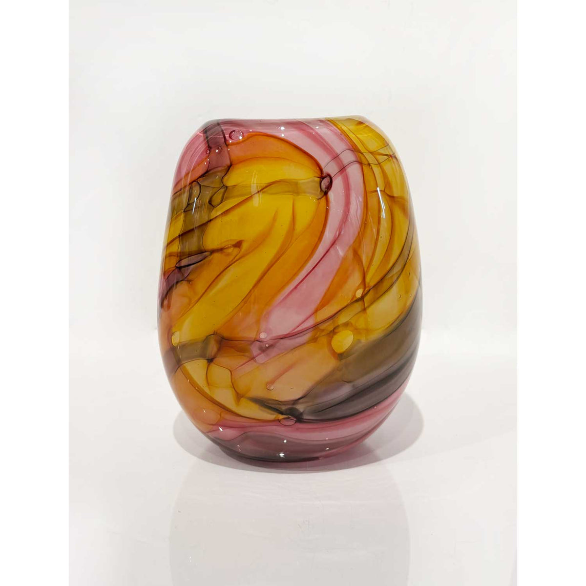 Short Gold, Grey and Pink Vase Ether Series - Petroff Gallery - Glass