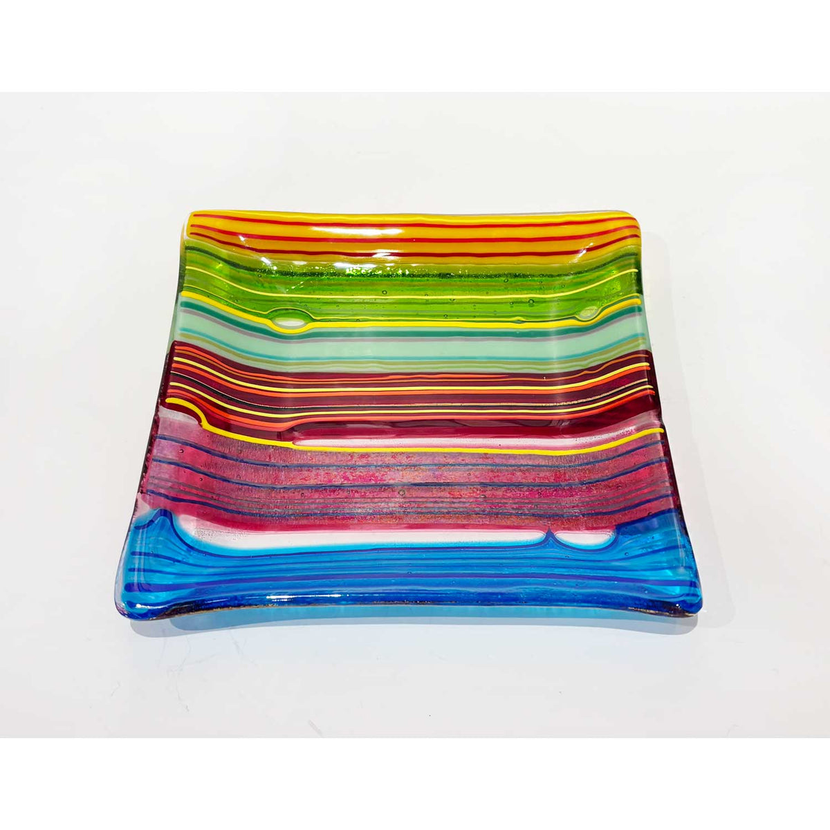 7" Organic Square Plate Multicolour 1 - Petroff Gallery - Glass Art