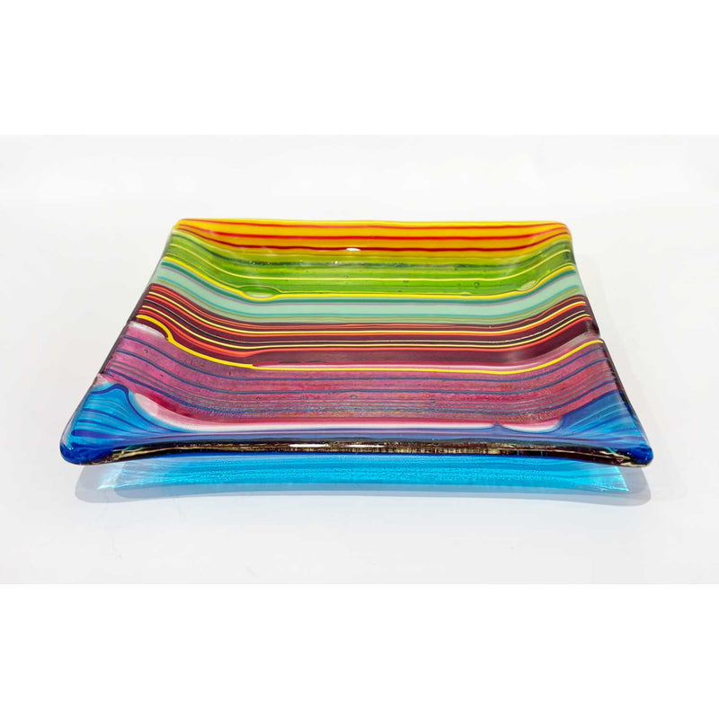 7" Organic Square Plate Multicolour 1 - Petroff Gallery - Glass Art