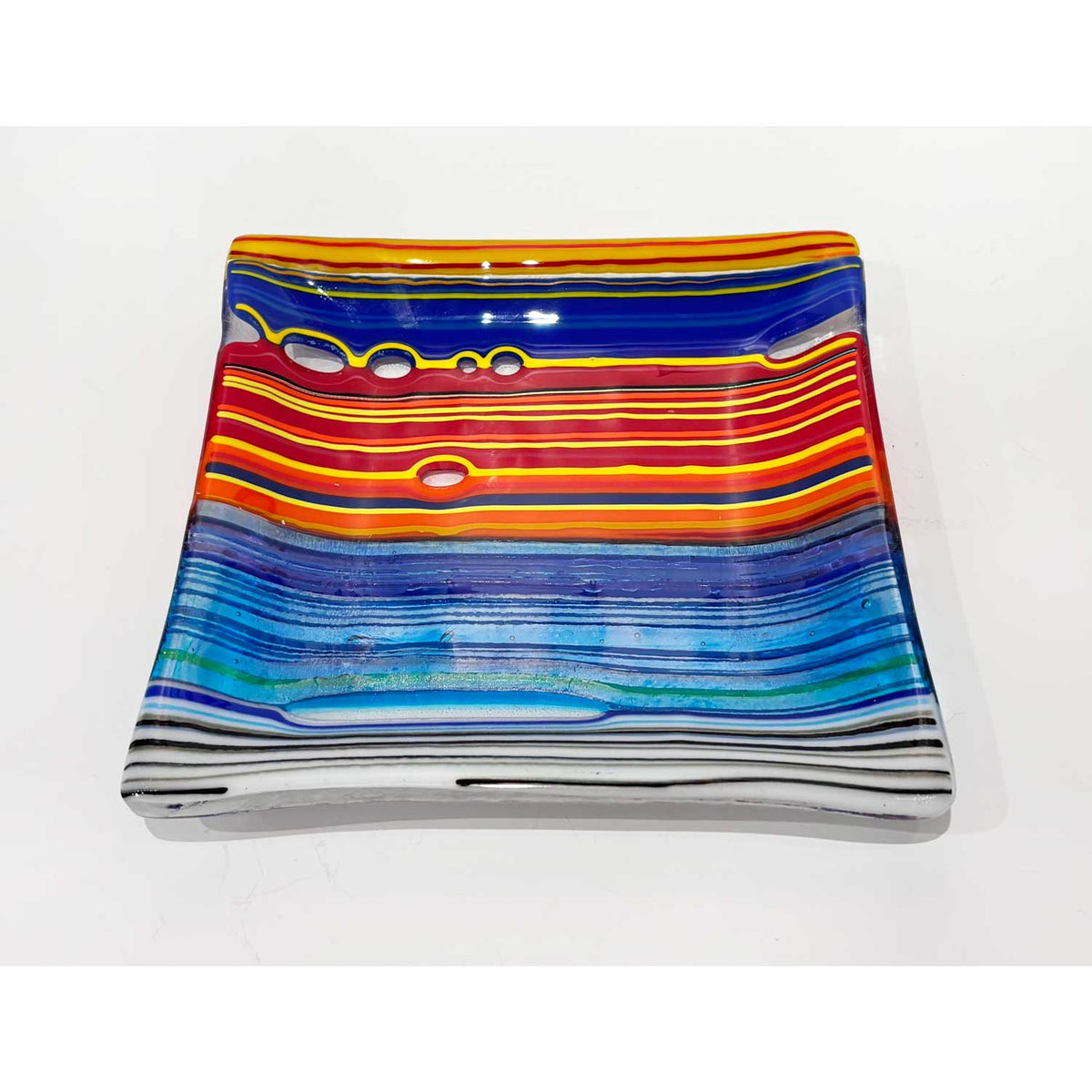 7" Organic Square Plate Multicolour 2 - Petroff Gallery - Glass Art