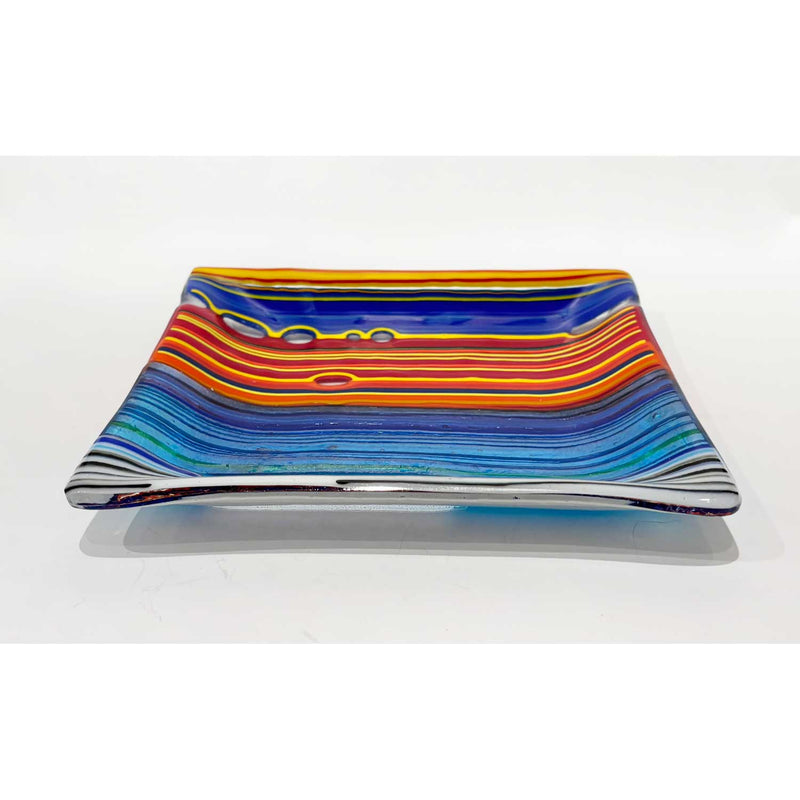 7" Organic Square Plate Multicolour 2 - Petroff Gallery - Glass Art