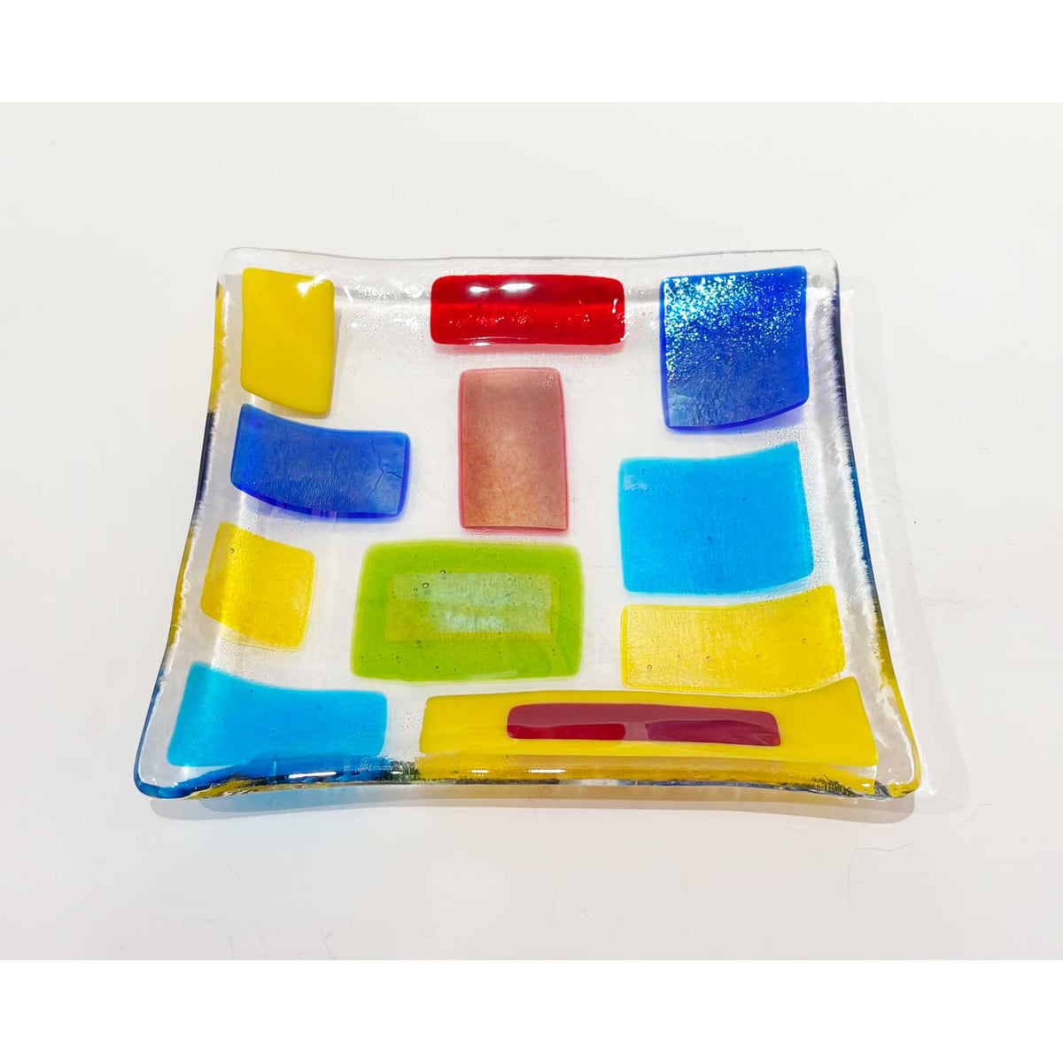 7" Square Plate Multicolour - Petroff Gallery - Glass Art