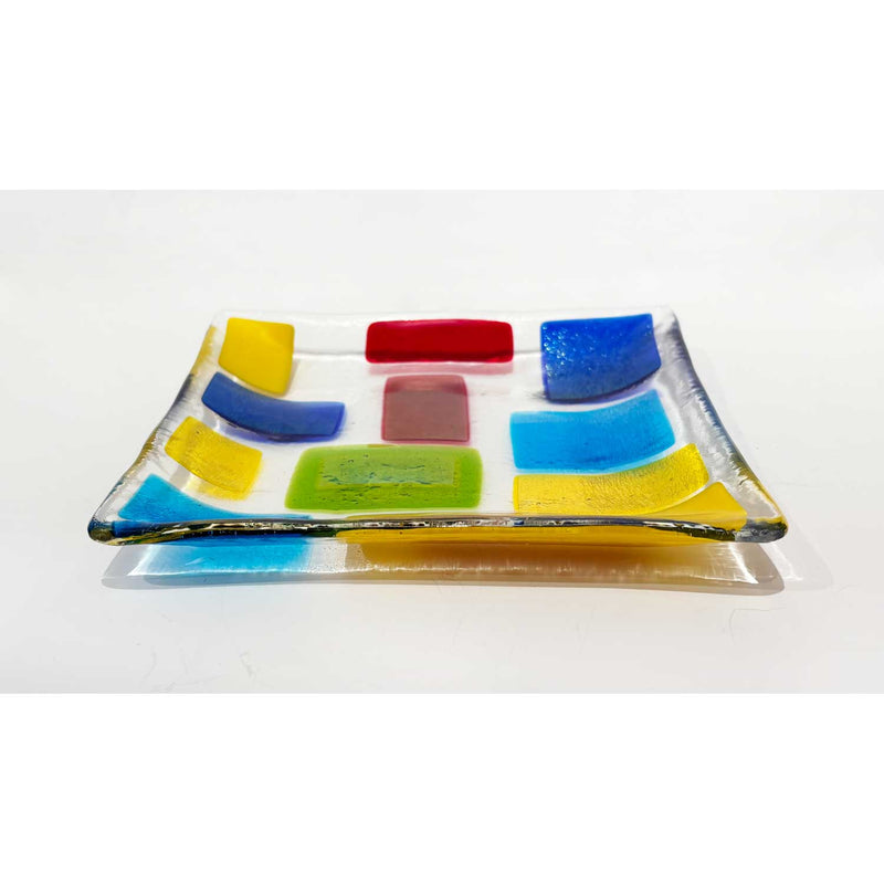 7" Square Plate Multicolour - Petroff Gallery - Glass Art