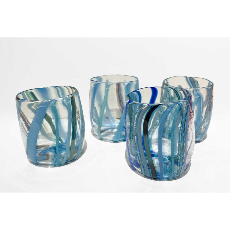 Thin Line Cups - Petroff Gallery -  - Sue Rankin - Thin Line Cups Blue, 3.5" x 3" x 3"