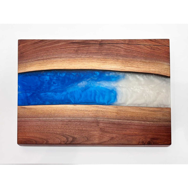 Ocean Blue Pearl Walnut Board 1 - Petroff Gallery - Wood Art