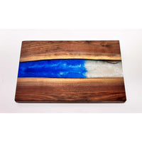 Ocean Blue Pearl Walnut Board 2 - Petroff Gallery - Wood Art