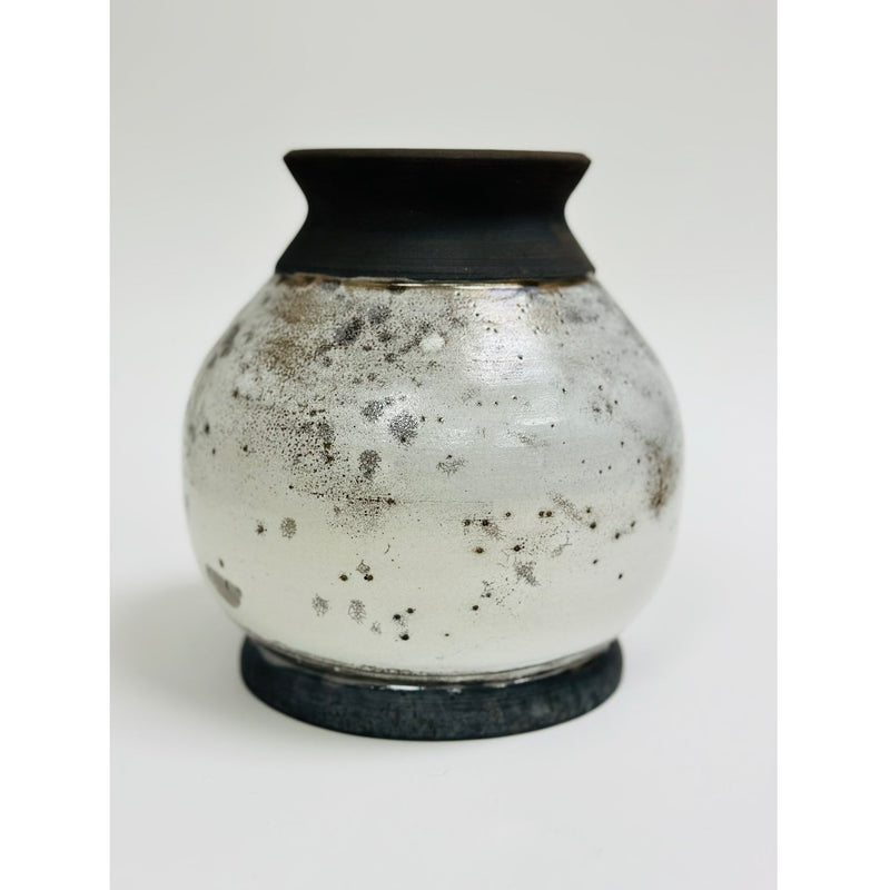 White Raku Small Vase Petroff Gallery 