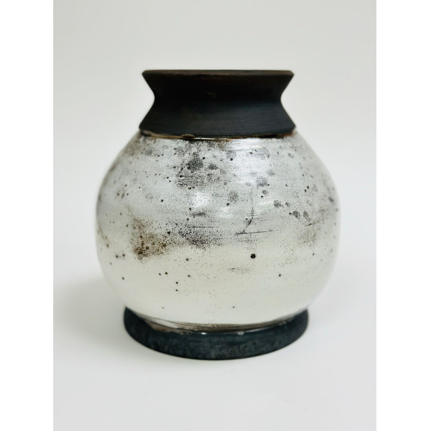 White Raku Small Vase Petroff Gallery 